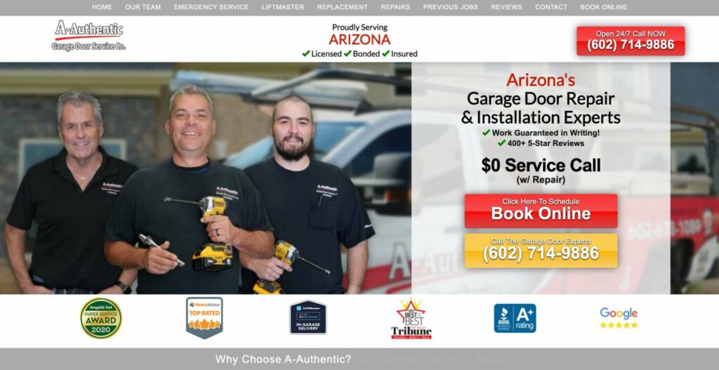 A-Authentic Garage Door Service Co.'s Homepage