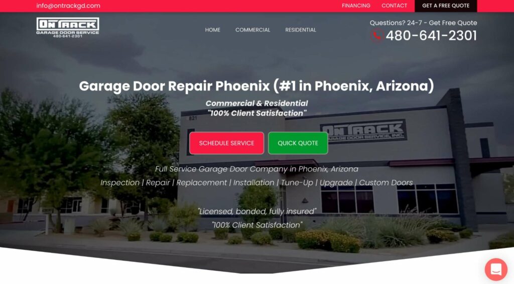 OnTrack Garage Door Service in Phoenix's Homepage