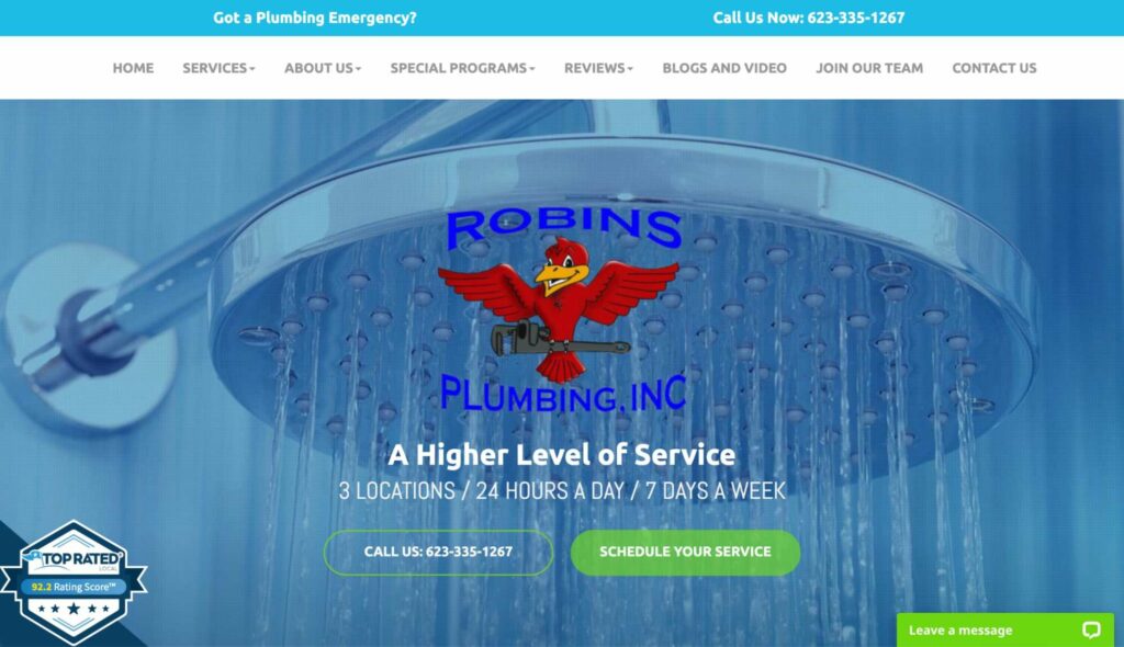 Robins Plumbing, Inc's Homepage
