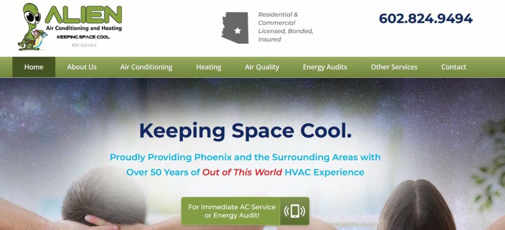 Alien Air Conditioning and Heating Homepage
