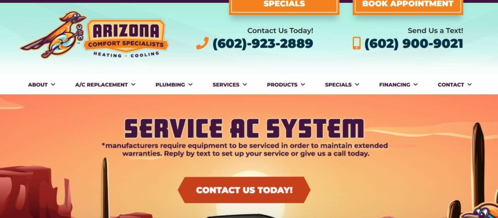 Arizona Comfort Specialists Homepage