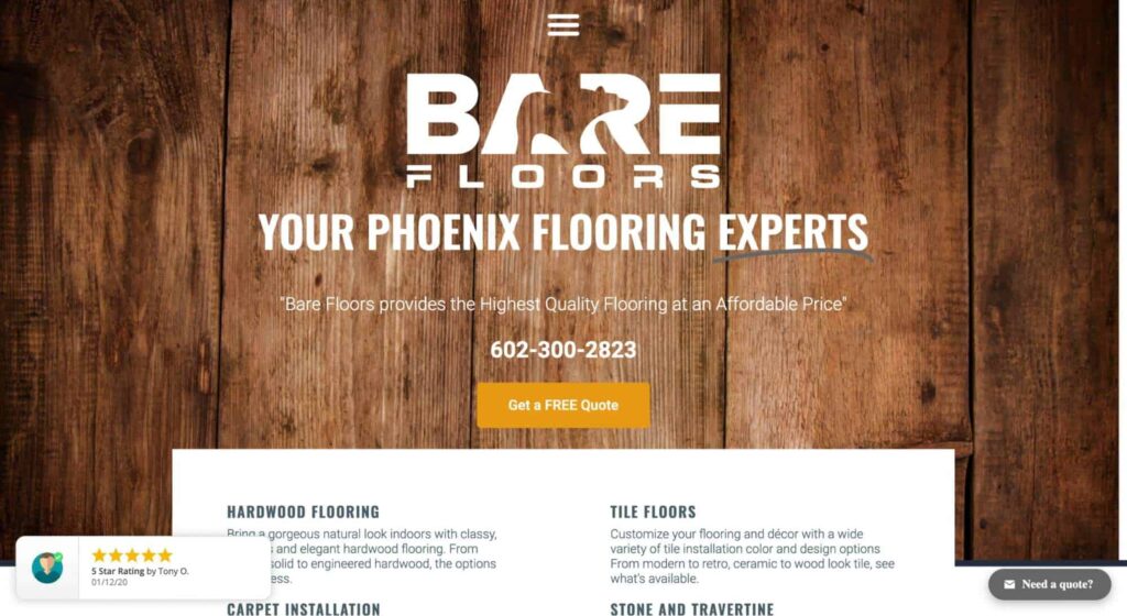 Bare Floors LLC Homepage