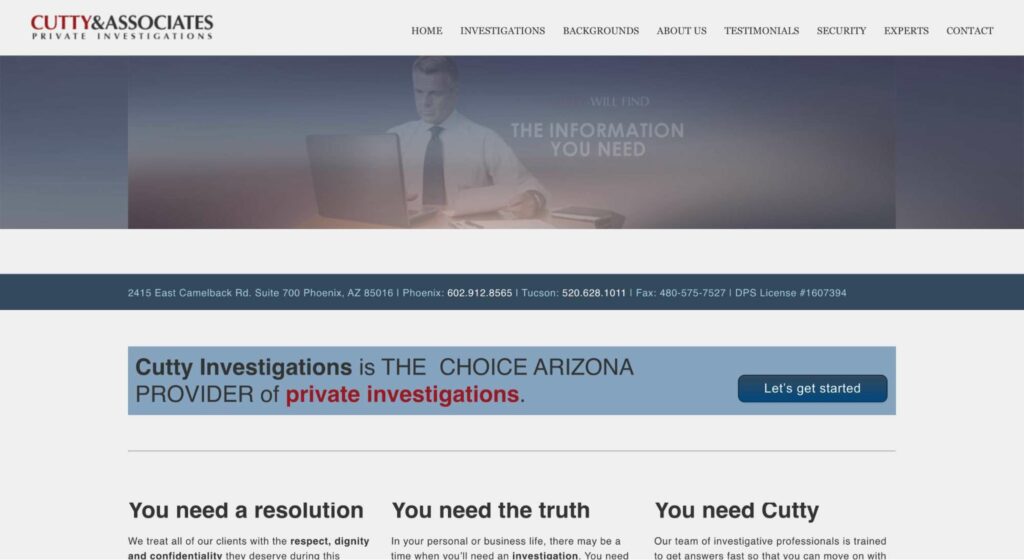 Cutty & Associates Private Investigations Homepage