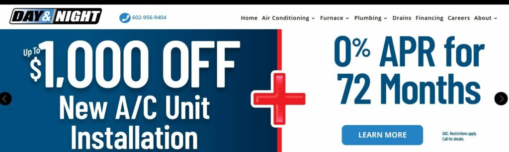 Day & Night Air Conditioning, Furnace, & Plumbing Homepage