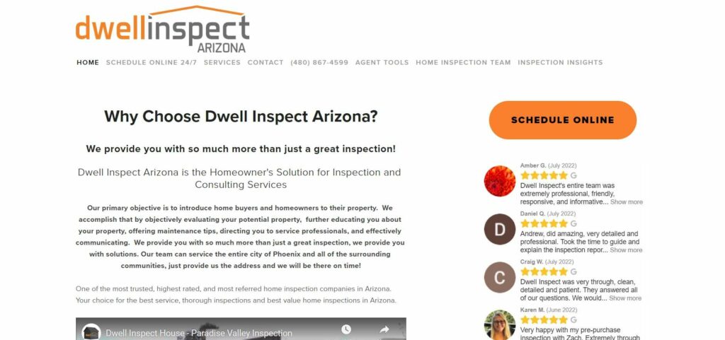 Dwell Inspect Arizona Homepage