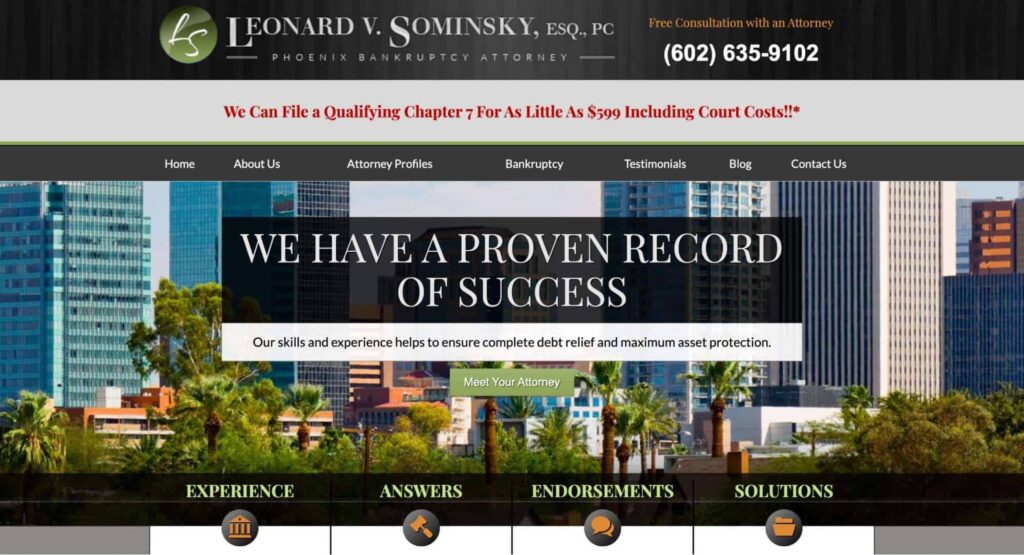 Leonard V. Sominsky, ESQ., PC Homepage