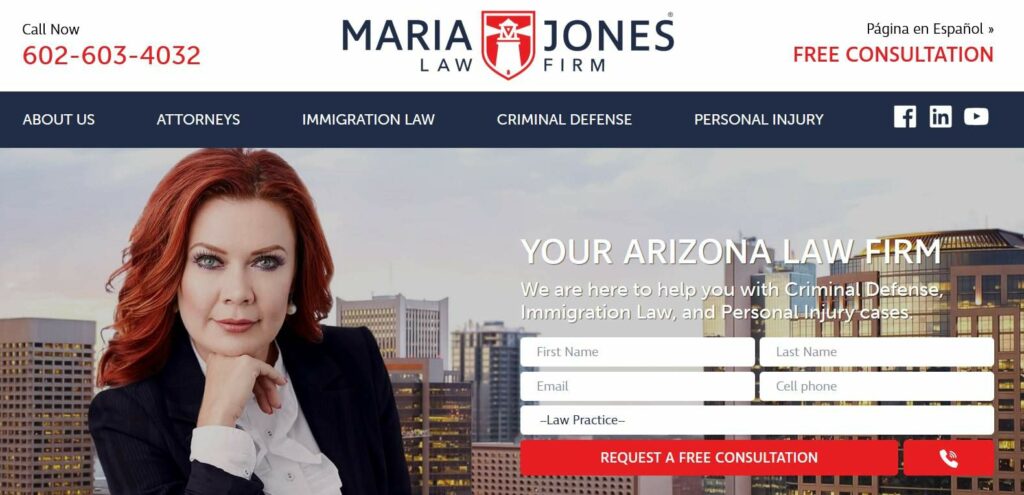 Maria Jones Law Firm Homepage