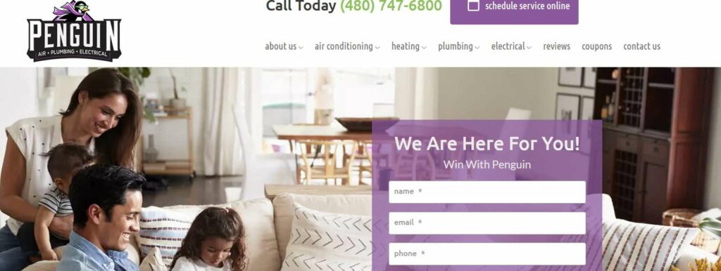 Penguin Air, Plumbing & Electrical Homepage