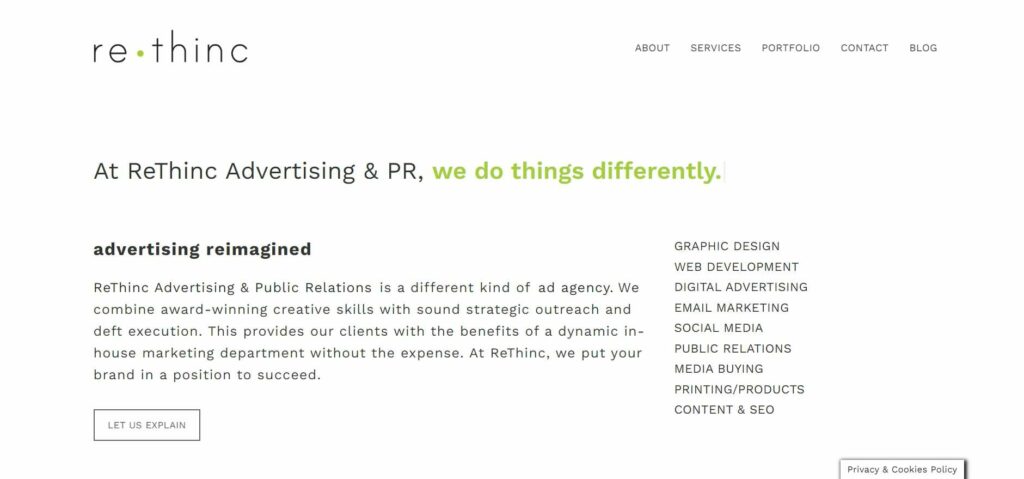 ReThinc Advertising & PR Homepage