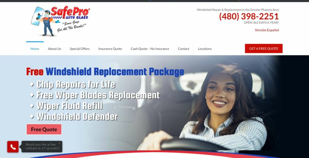 SafePro Auto Glass Homepage