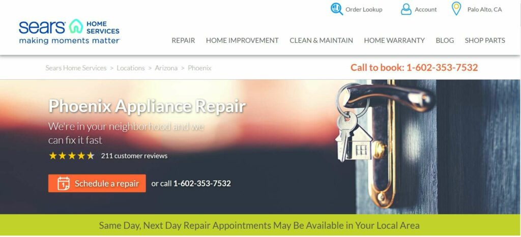 Sears Appliance Repair Homepage
