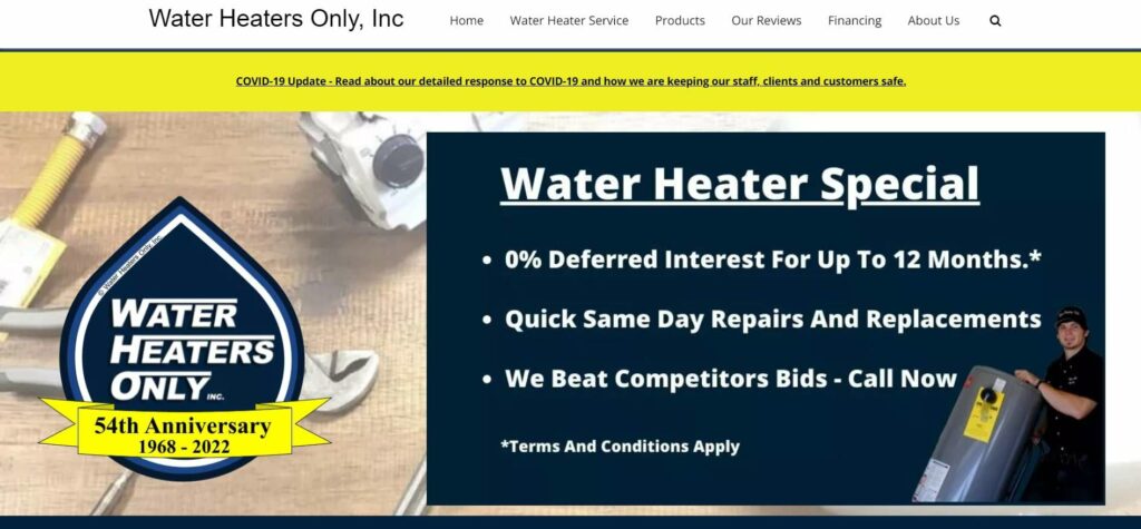 Water Heaters Only, Inc. Homepage