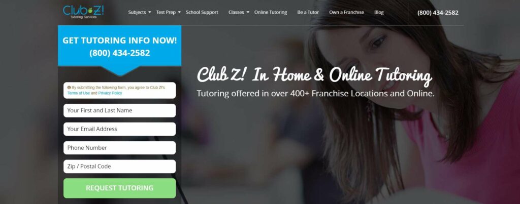 Club Z! Tutoring Services Homepage