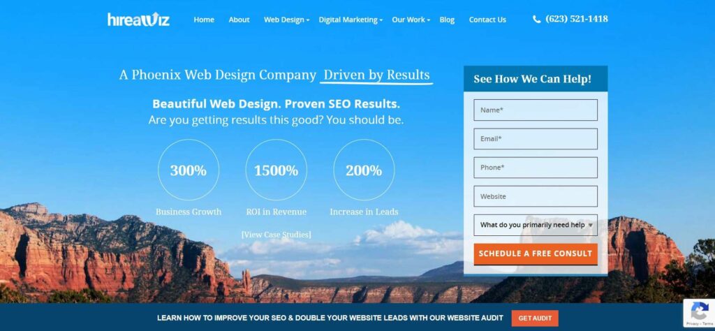 HireAWiz Web Design & Digital Marketing Homepage