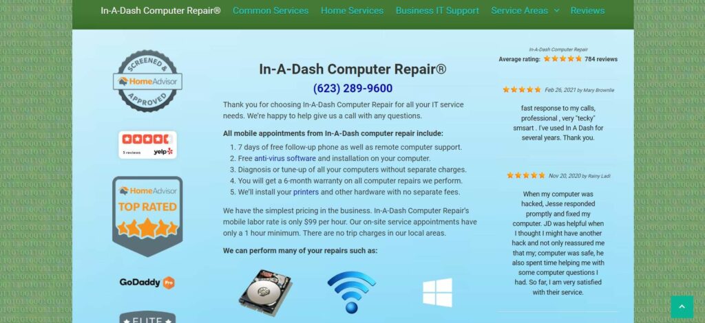 In-A-Dash Computer Repair Homepage