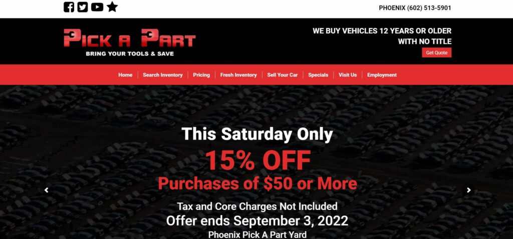 Pick A Part Homepage