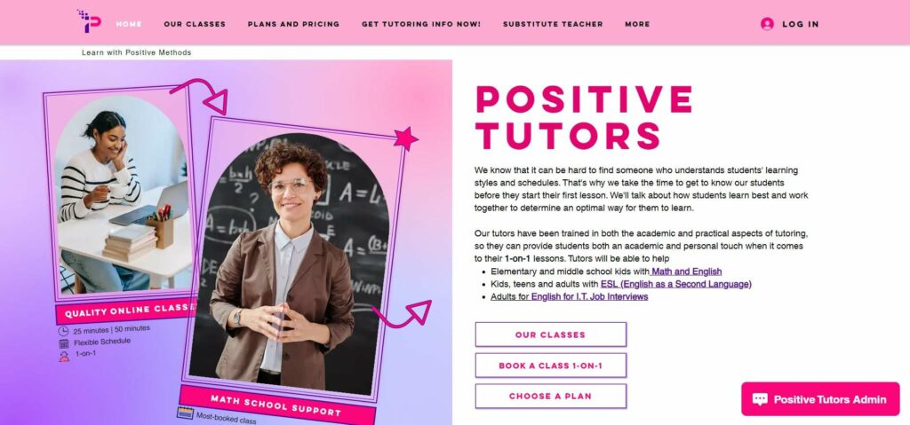 Positive Tutors Homepage