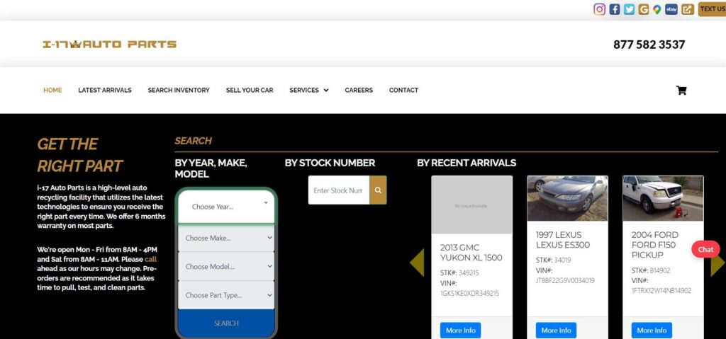 i-17 Auto Parts Homepage