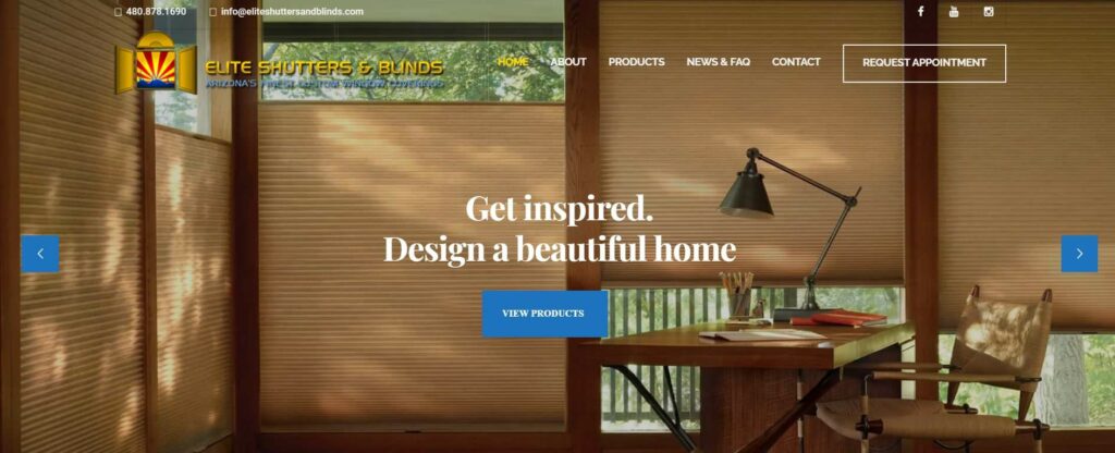 Elite Shutters and Blinds Homepage