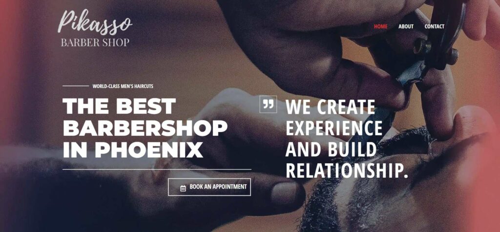 Pikasso Barber Shop Homepage