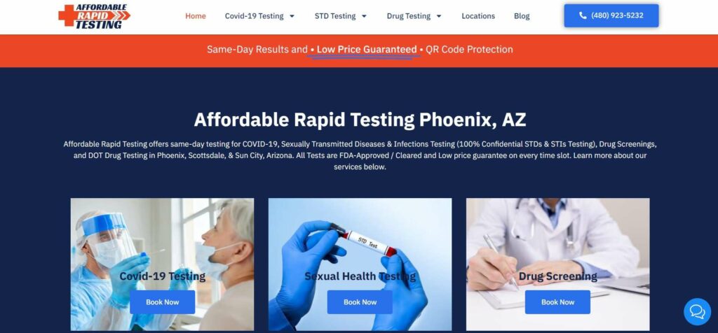 Affordable Rapid Testing Homepage