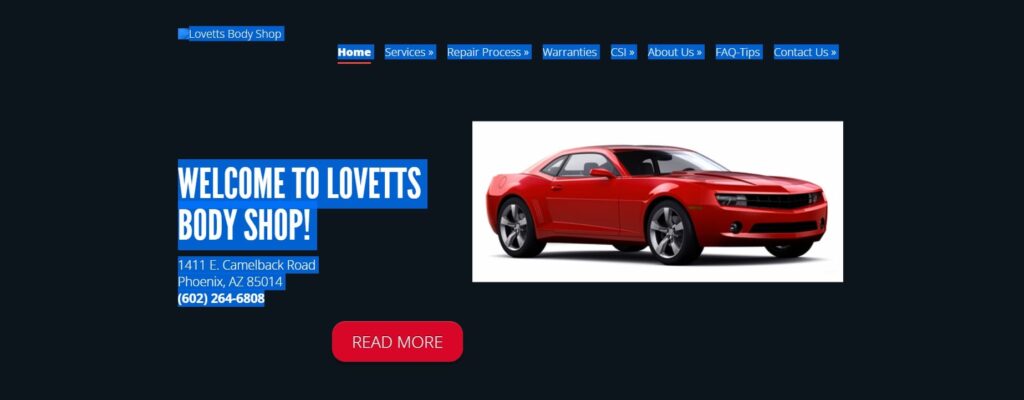 Lovetts Body Shop Homepage