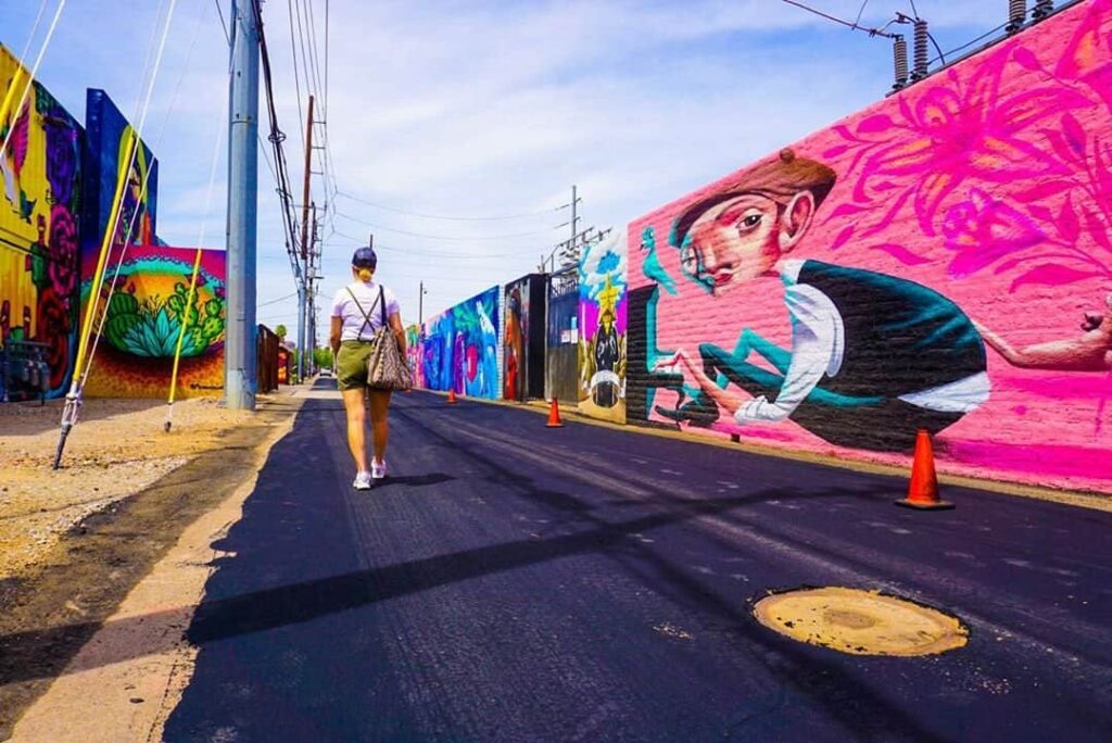 See the colorful street murals along Roosevelt Row