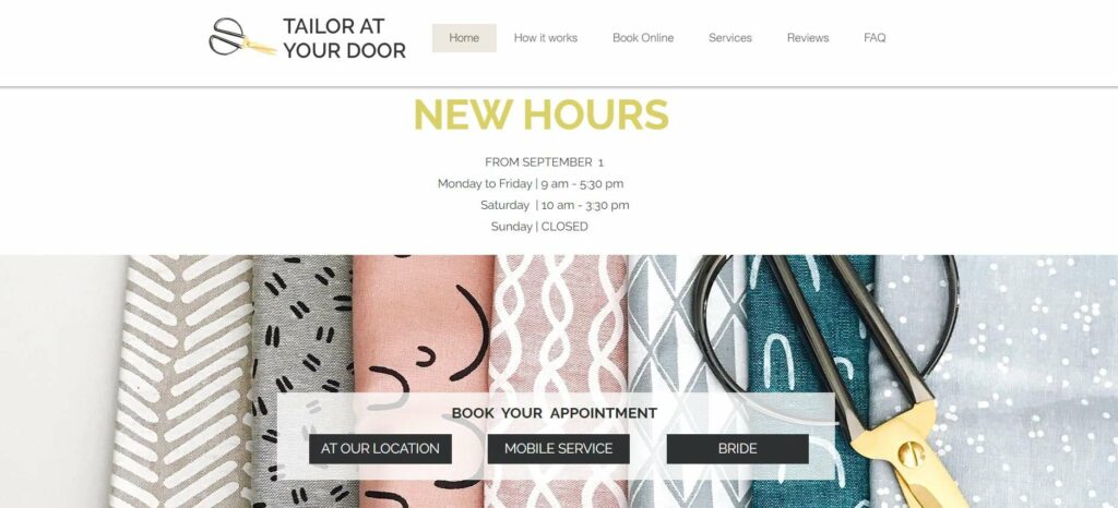 Tailor At Your Door Homepage