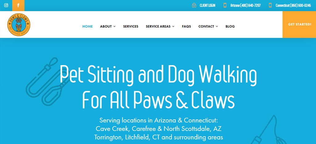 Paws & Claws Pet Sitting and Dog Walking Services Homepage