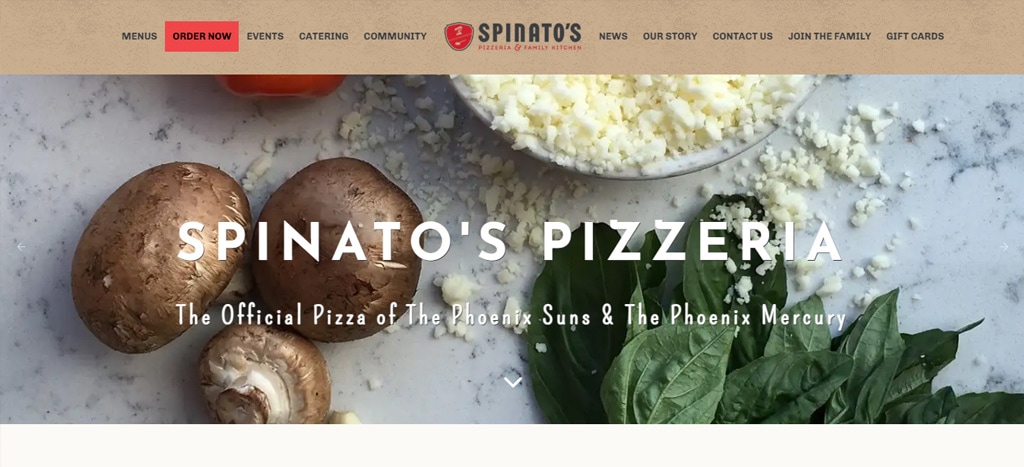 Spinato's Pizzeria and Family Kitchen Homepage