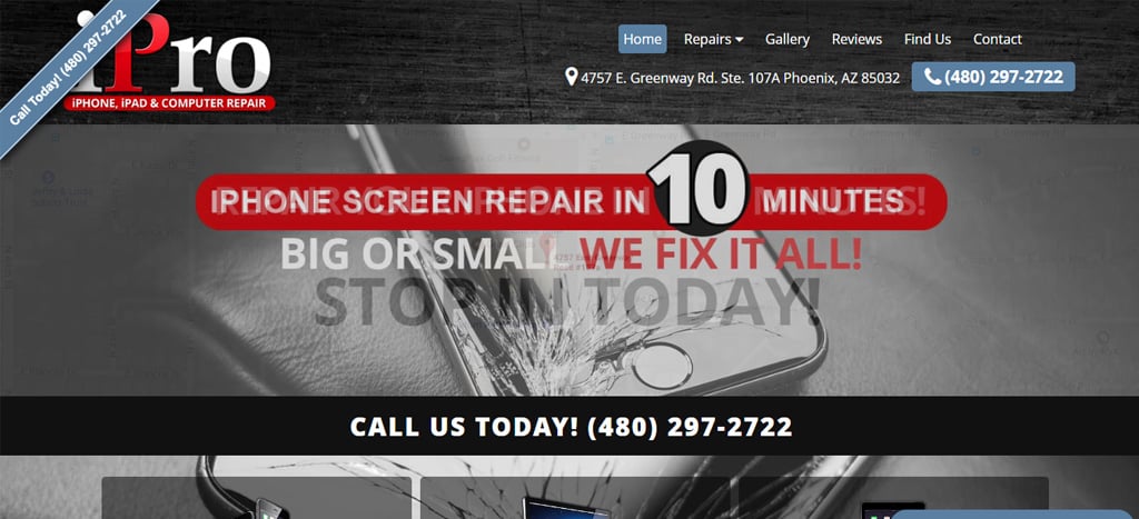 iPro iPhone & iPad Repair Homepage