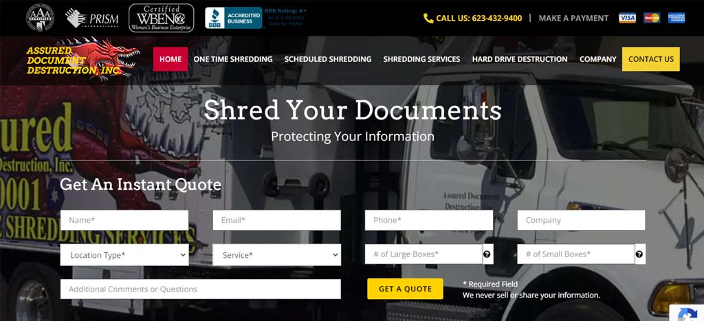 Assured Document Destruction, Inc. Homepage