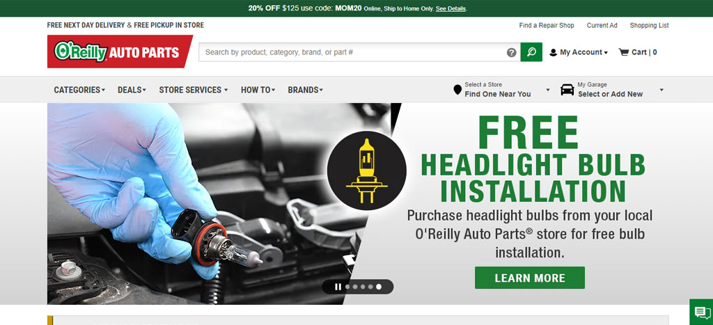 O'Reilly Auto Parts' Homepage