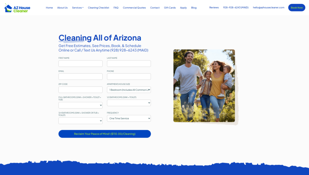 az house cleaner homepage